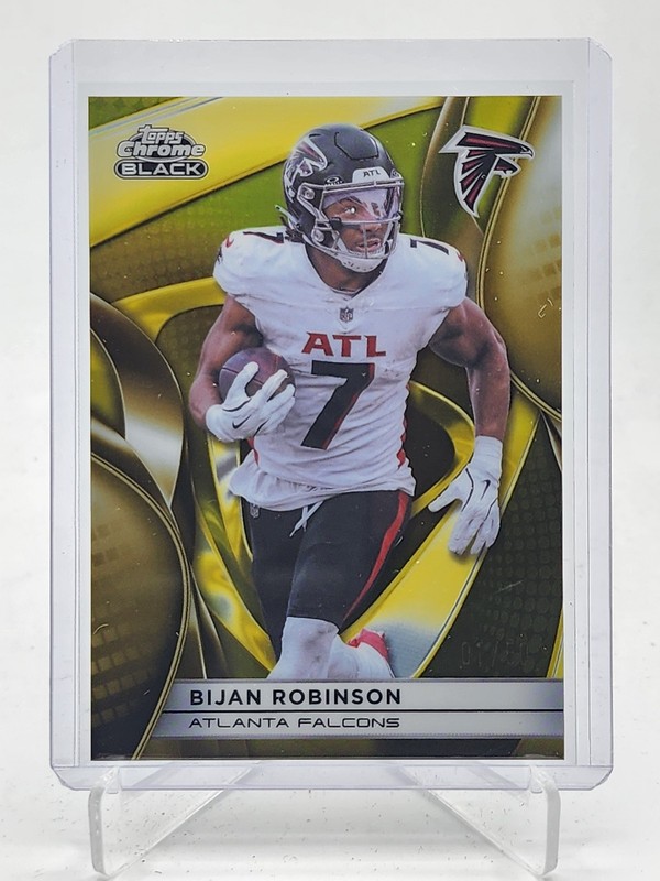 BIJAN ROBINSON 2025 TOPPS CHROME BLACK GOLD REFRACTOR 01/50 #4 FALCONS Q7485