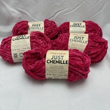 5 Skeins Premier Yarn Just Chenille Bulky 6 Hibiscus Pink Same Lot 954