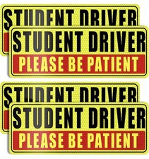 4 Pcs Student Driver Magnet for Car - Be Patient Student Driver Safety Warning