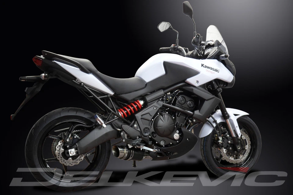 Silenciador de carbono redondo Kawasaki KLE650 Versys 2006-2014 escape completo 2-1 8" Foto 4 de 4