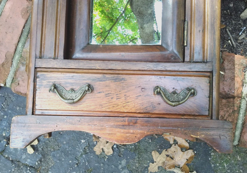 Antique -Salesman Sample/Toy Furniture Mirrored Armoire - Picture 3 of 14
