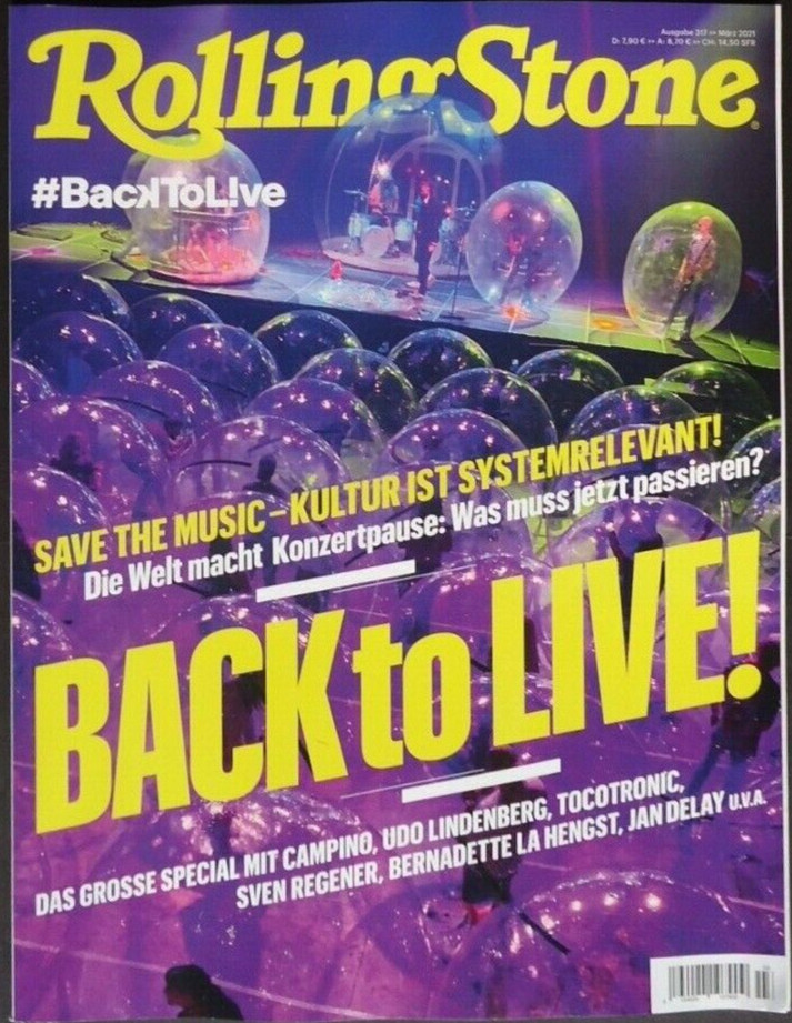 Rolling Stone Magazine Issue 317 March 2021 Special BACK to LIVE! Save the Music
