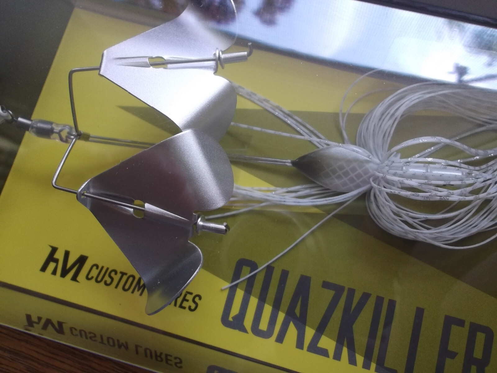 HM Custom Lures Teckel Quazkiller Twin Buzzbait 1/2oz. 02 White Silver Updraft - Image 10