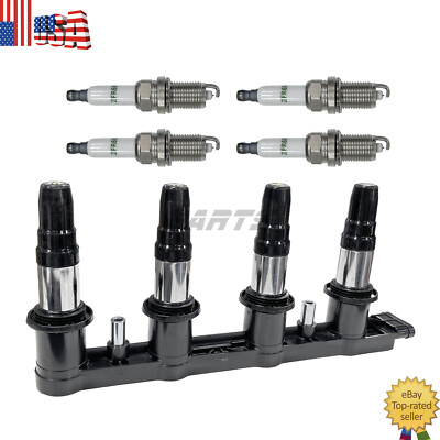 Ignition Coil + 4 Spark Plug for Chevrolet Aveo Cruze Sonic Pontiac G3 UF620