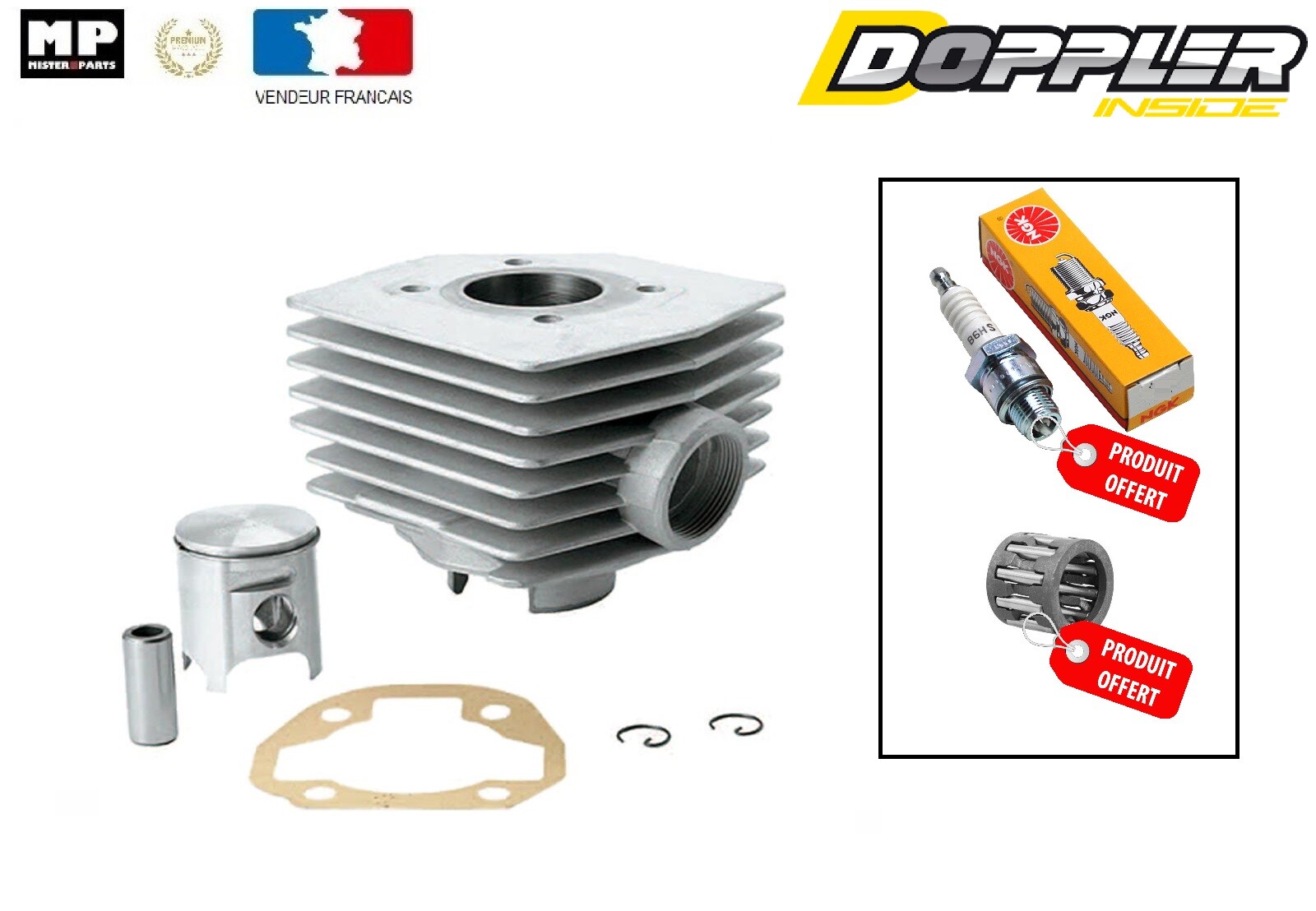 Cylindre piston Doppler ER1 en alu thermorégulé pour moteur MBK 51 Magnum