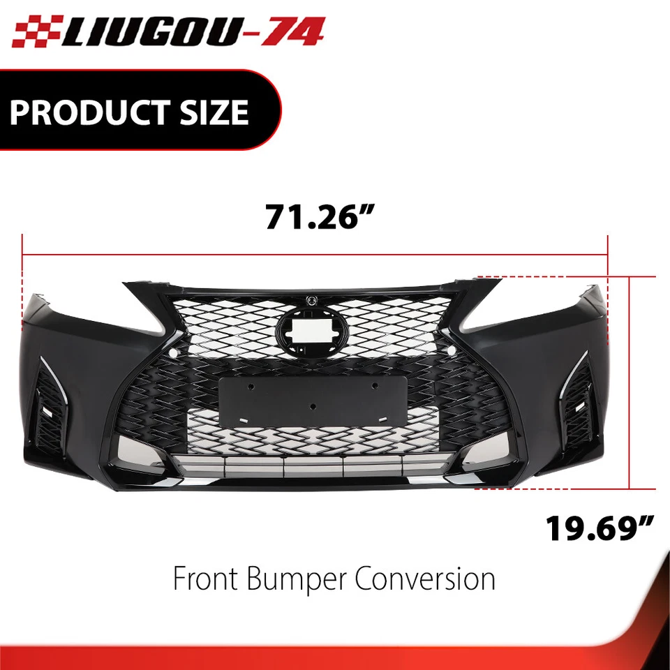 New Front Bumper Conversion to 21+ F-Sport Fit For 2006-2013 Lexus IS250 IS350 - Image 3 of 4