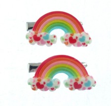 Childrens Girls Kids 2 Pack Rainbow  Clouds Hair beak Clips Accessories