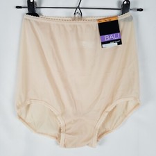 Bali Skimp Skamp Brief Womens Large 7 Beige Nylon Granny High Rise 2633 NWT