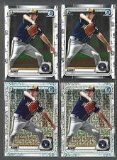 Aaron Ashby 2020 1st Bowman Chrome Base + Mojo Refractor Brewers (4) Card Lot