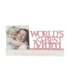 World's Best Mum Mantel Photo Picture Frame Mothers Day Gift Plaque 4 x 4"