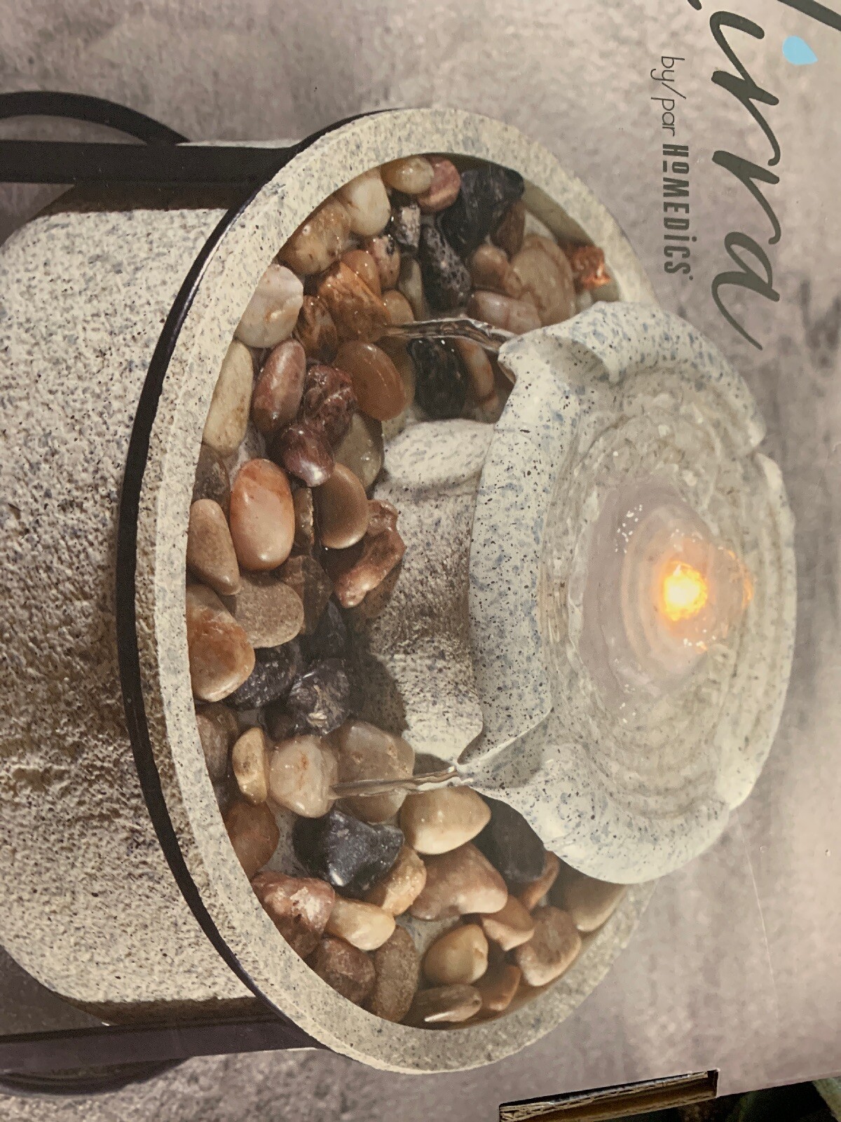 NIB Mirra By HOMEDICS Euphoria Tabletop Fountain Light/Water/Sound