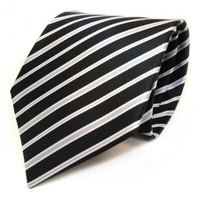 Tigertie Designer Krawatte In Schwarz Silber Grau Gestreift - Schlips Binder Tie