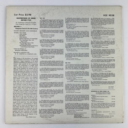 Masterpieces Of Music Before 1750 Bach Gregorian Chant To The 16th Century Vinyl - Picture 2 of 2