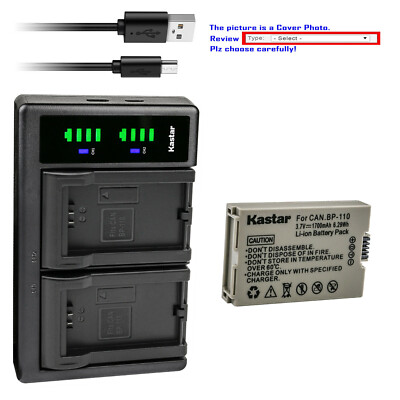 Kastar BP-110 Fully Decoded Battery LTD2 Charger for Canon VIXIA HF R20 HFR20