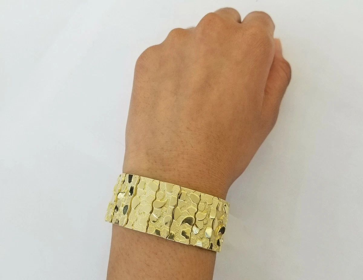 10K REAL Yellow Gold Nugget Bracelet 9