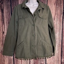 Talbots Army Green 100 Cotton Button Jacket - Large