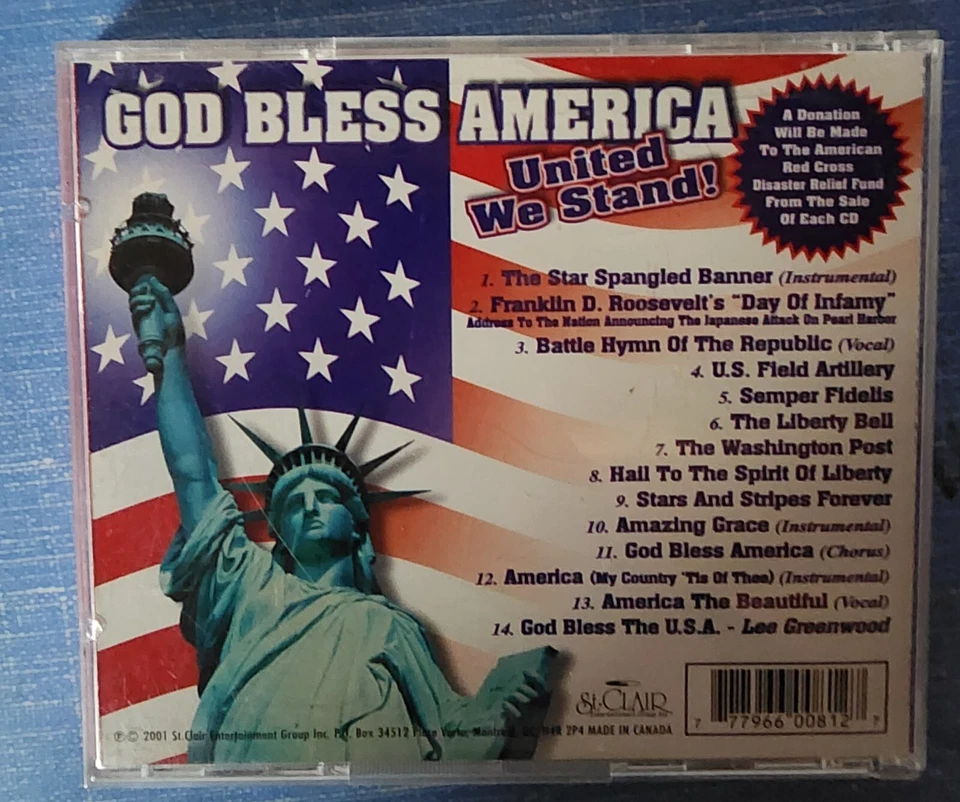 God Bless America United We Stand CD 2001 Classic USA Patriot Music Very Good Foto 2 de 4
