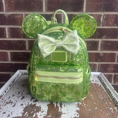 2025 Disney Parks Tinker Bell Green Sequin Loungefly Mini Backpack Peter Pan NWT