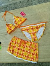 NWT Candies Youth Girls 3 pc bathing swim suit bikini halter skirt flower 16