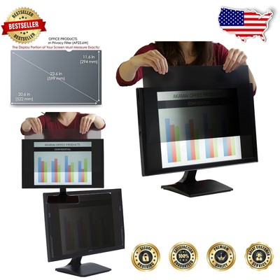 23.6-inch Privacy Screen Filter with 9H Hardness - Black UV & Blue Light Shield