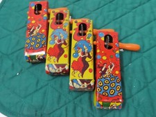 Lot 4 VtG Tin Litho New Years Eve USA Noise Makers US Metal Orange Handle