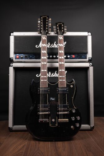 2019 Gibson Custom Shop Slash Aged & Signed 1966 EDS-1275 Double Neck - in Ebony - Afbeelding 1 van 15