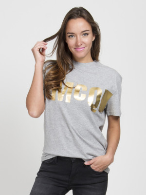100 Authentic Women M c Q gold logo Gray T-shirt