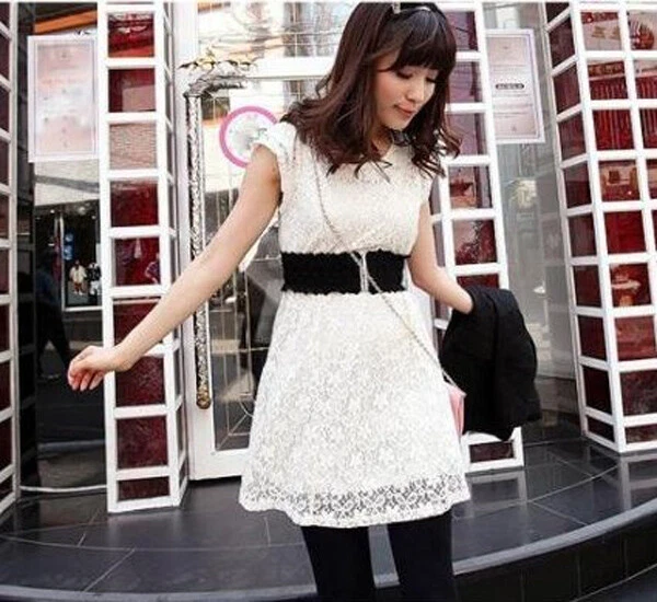 Women Lady Fashion Lace Clasp Buckle Elastic Stretchy Corset Waistband Belt - Image 2 of 2