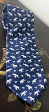 Brooks Brothers 346  Blue Elephant All Over Print 100% Silk Tie USA