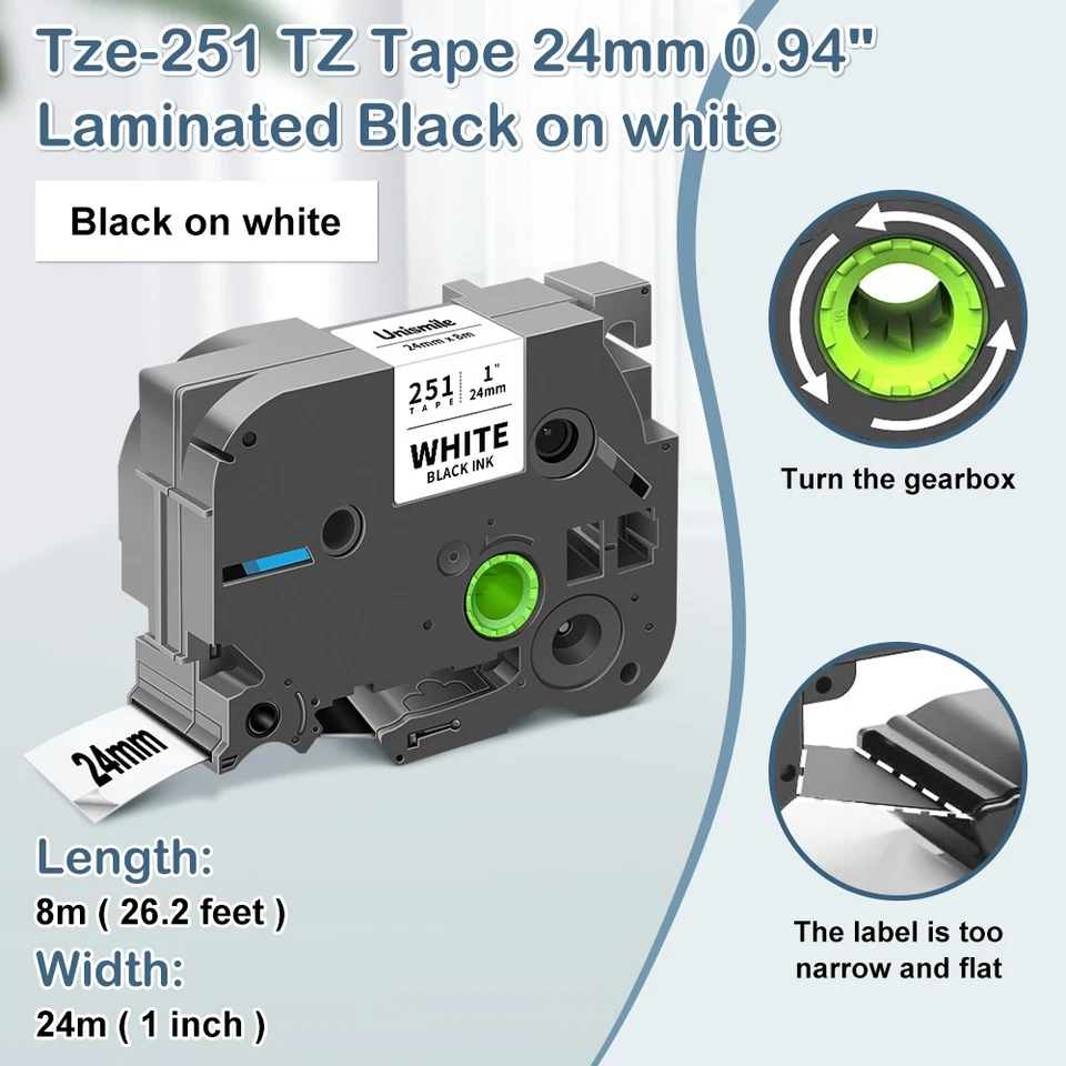 100PK 24mm TZ-251 TZe-251 White 1" Label Tape For Brother P-touch PT-P700 D610BT - Image 2 of 4