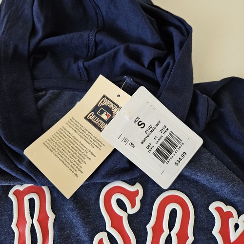 Boston Red Sox Hooded Long Sleeve T-Shirt Mens Small Majestic MLB Cooperstown - Picture 9 of 13