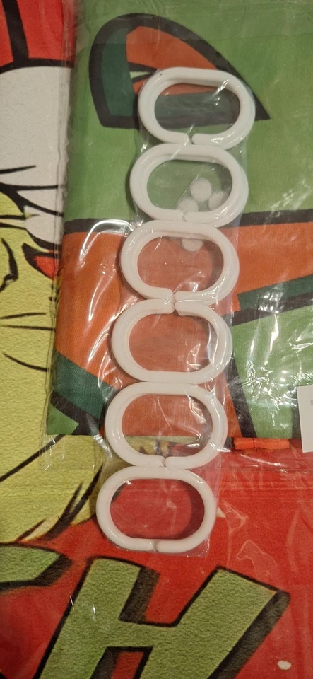 Juego de Cortinas de Ducha Navidad Grinch con Ganchos Nuevo en Paquete Original Lindo Color Foto 3 de 4