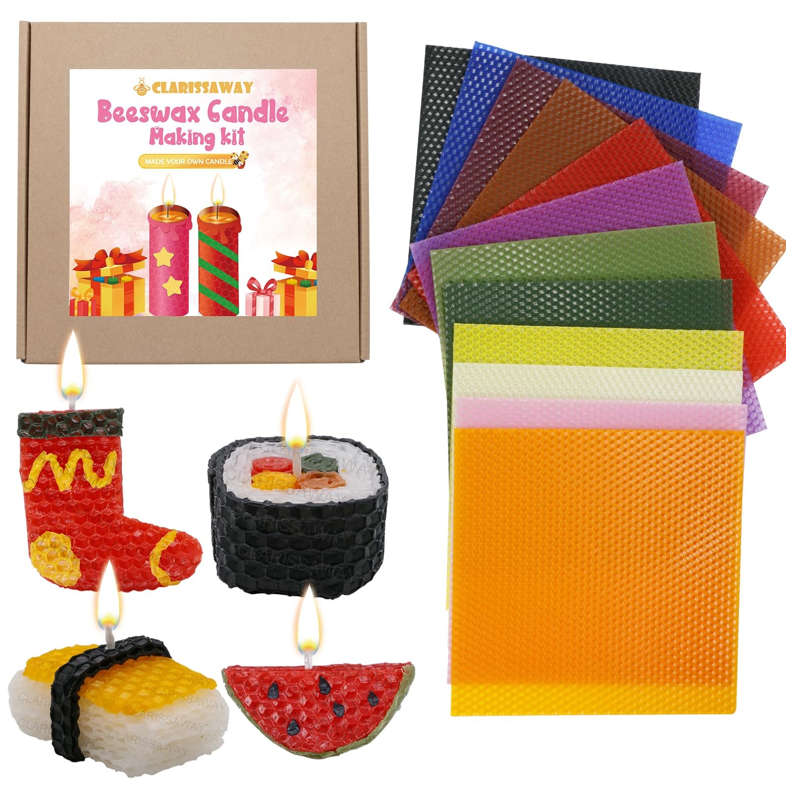 Beeswax Candle Making Kit -12 Pcs Beeswax Sheets for Candle 