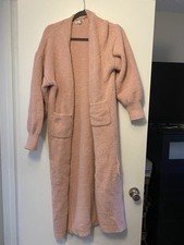 Fashion Nova 2 Piece Lounge Set Pink Fuzzy Longline Cardigan + Dress Size S Cozy