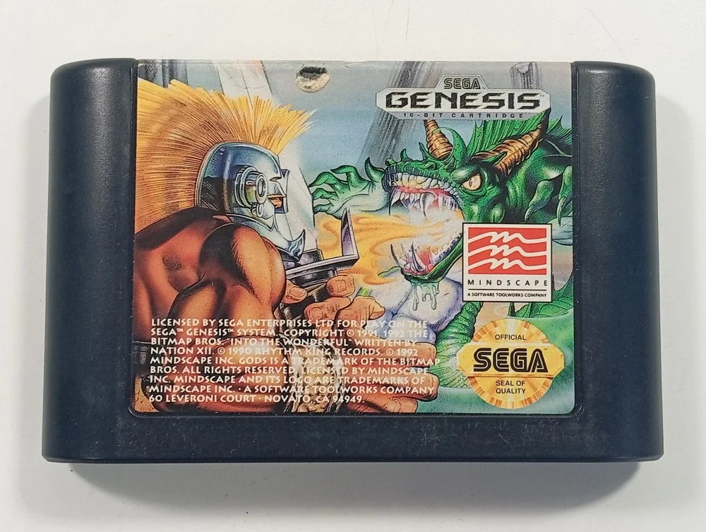 GODS SEGA MEGADRIVE (MD) NTSC-USA (CARTRIDGE ONLY - STICKER DAMAGE)