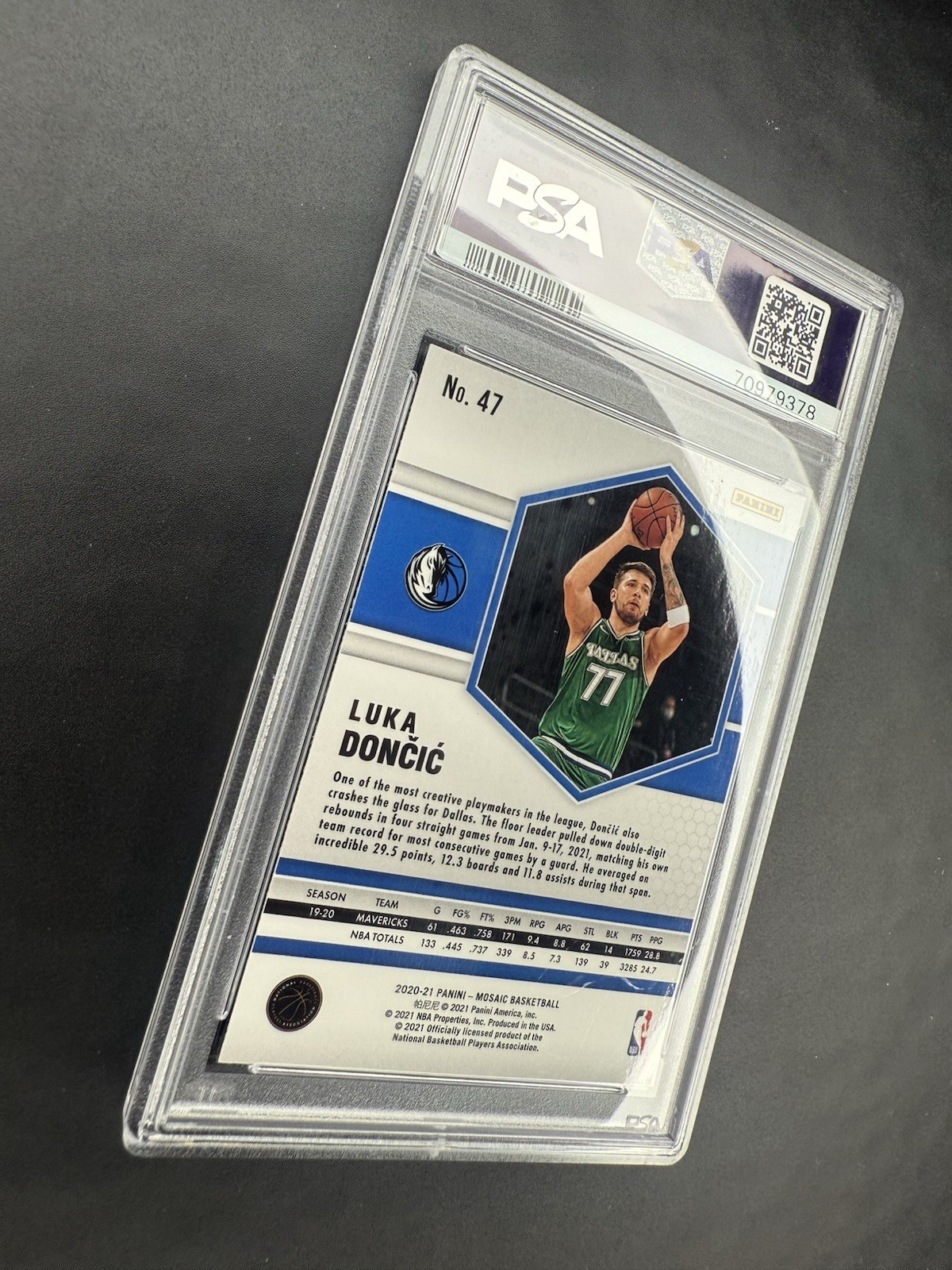 Luka Doncic 2020 Mosaic #47 PSA 10 Gem Mint Dallas Mavericks LA Lakers THRILL view 10