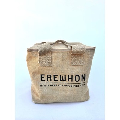 Erewhon Insulated Tote Bag Jute Woven Tan Farmers Market Cooler LA