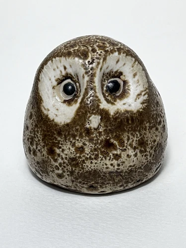 Vintage Pigeon Forge Pottery Dark Brown Owl Figurine 2 1/2" Tall In VGUC