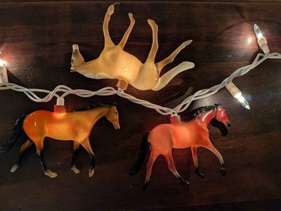 Lot 19 Vtg Plastic Horse String Light Shades Palomino Chestnut Bay Western Decor