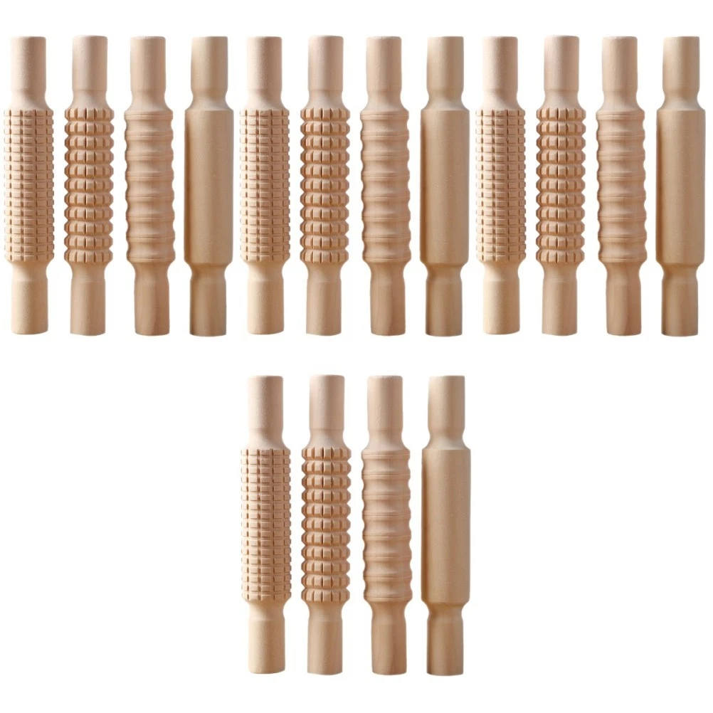 Rodillo de arcilla de madera multiuso para grabado herramienta artesanal de arcilla beige duradera