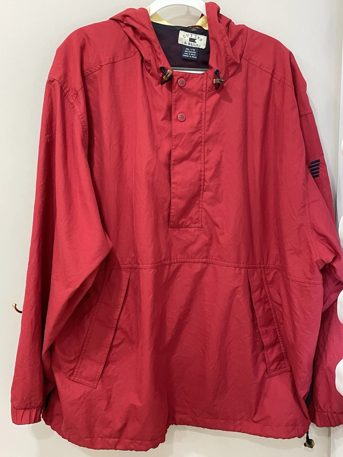 Vtg Cutter & Buck Mens Sz XXL Pullover Red Golf Jacket Embroidered Windbreaker