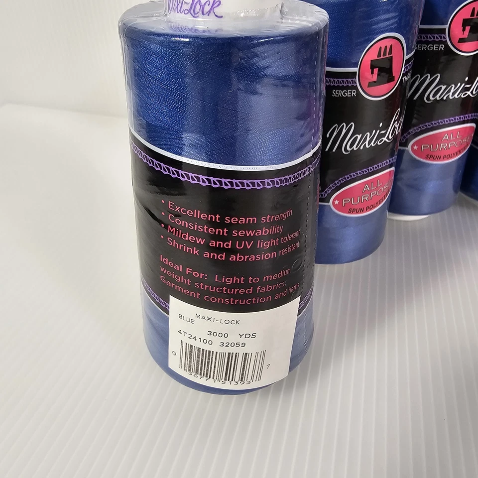 NEW 8 Maxilock Serger Thread Spools RED BLUE 3000 Yd Polyester Overlock Sewing - Image 2 of 4