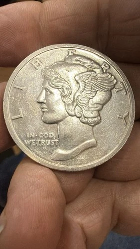 .999 Fine Silver Round 1 oz - Winged Liberty Head Coin - Mercury Dime Design