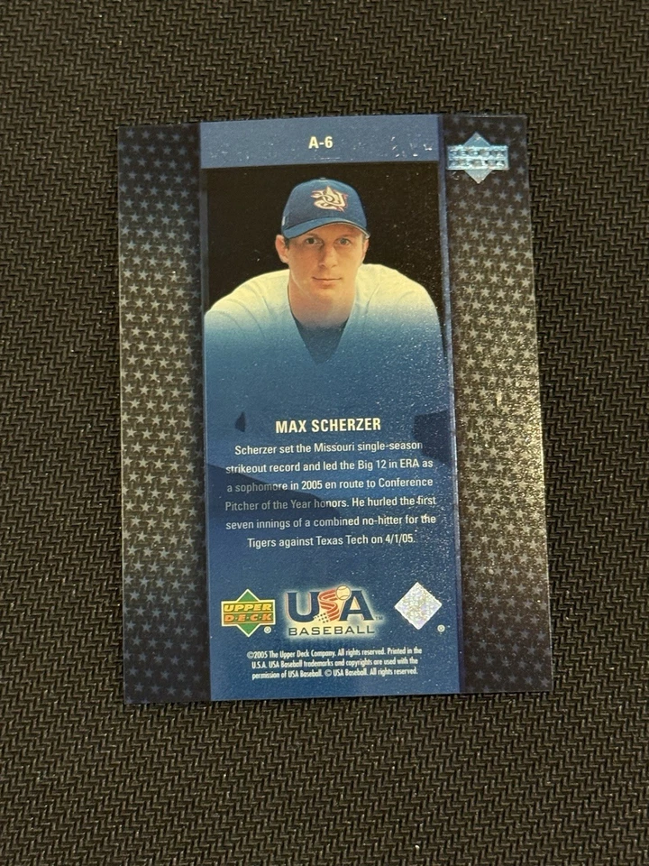 2005 Upper Deck USA Baseball Vision of the Future #A-6 Max Scherzer - Image 2 of 4