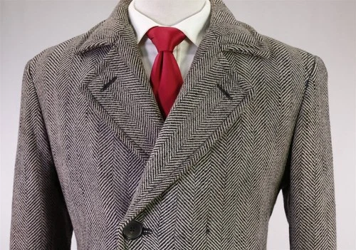 Tom Ford Black Tan Tweed Herringbone Wool Silk Double Breasted Overcoat 38 40 image 3