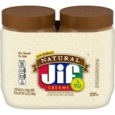Jif Natural Creamy Peanut Butter Spread Twin Pack - 80oz