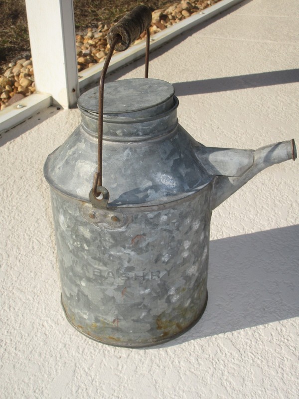 OLD WABASH RY RAILROAD BALE HANDLE KEROSENE GAS CAN & LID ADVERTISING GALVANIZED