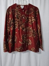 Alfred Dunner Women's Burgundy/Red Paisley Flowers Grandma Blazer Size 14