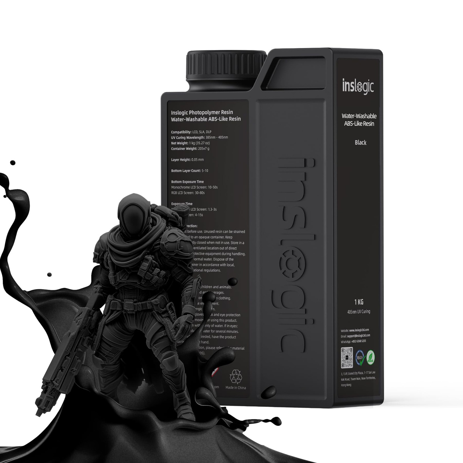 Résine 3D ABS-like lavable à l'eau liquide photopolymère 405nm pour imprimante LCD MSLA