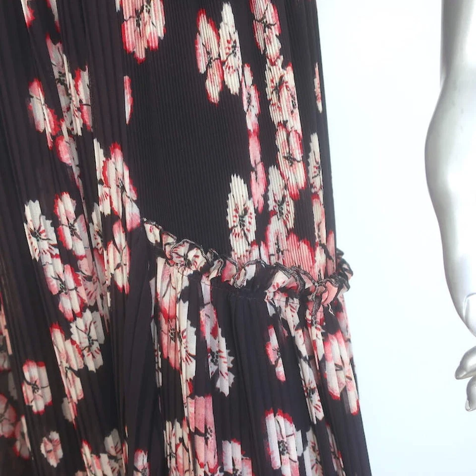 Falda midi plisada Isabel Marant Wilny púrpura oscuro estampado floral crepé talla 1 Foto 3 de 4